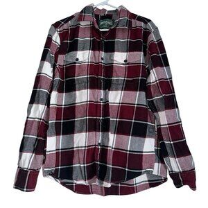 American Eagle Mens Long Sleeve Flannel Button Up Shirt Sz M Maroon Black Plaid